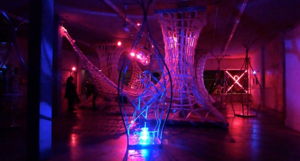 Russ RuBert's neon and LED sculptures and Art of Space's "Knitting Space"